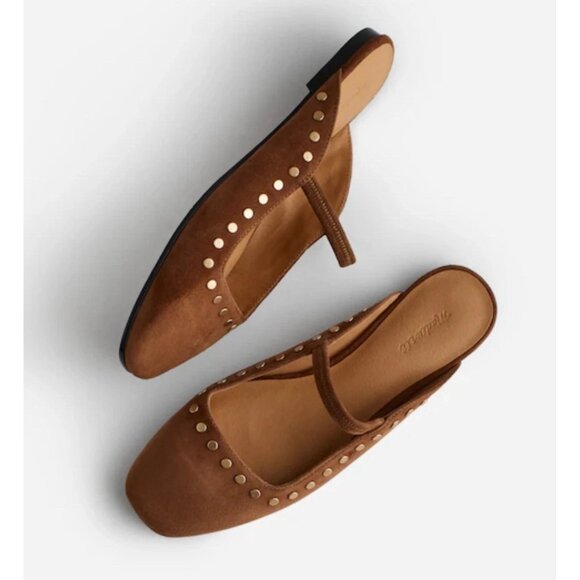 Madewell The Great Studded Tan Suede Ballet Mule Flat Womens Size 8.5 - Picture 1 of 10
